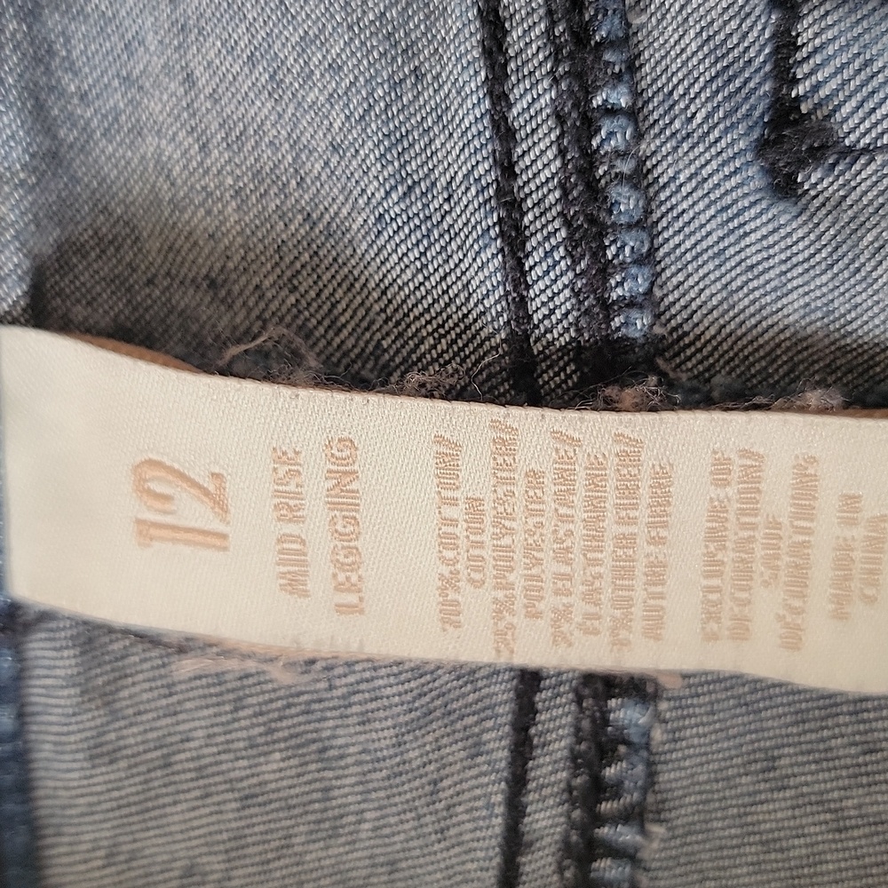 Justice Girls Mid Rise Leggings · Dark Wash Denim Stripe · Large 12 - Picture 5 of 11